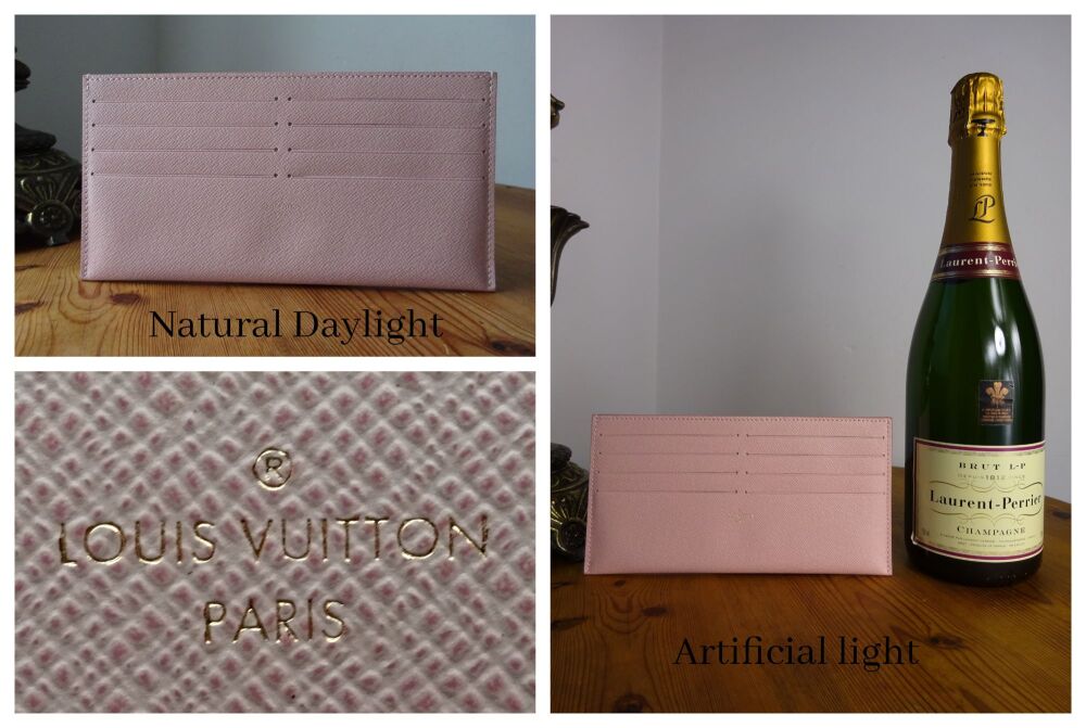 Louis Vuitton Card Holder Pouch in Rose Ballerine Crossgrain Leather - As New
