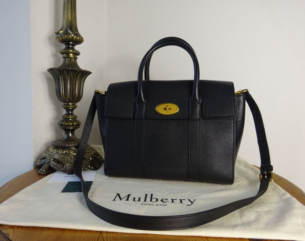 Mulberry Small Coca Bayswater Satchel in Black Small Classic Grain - SOLD