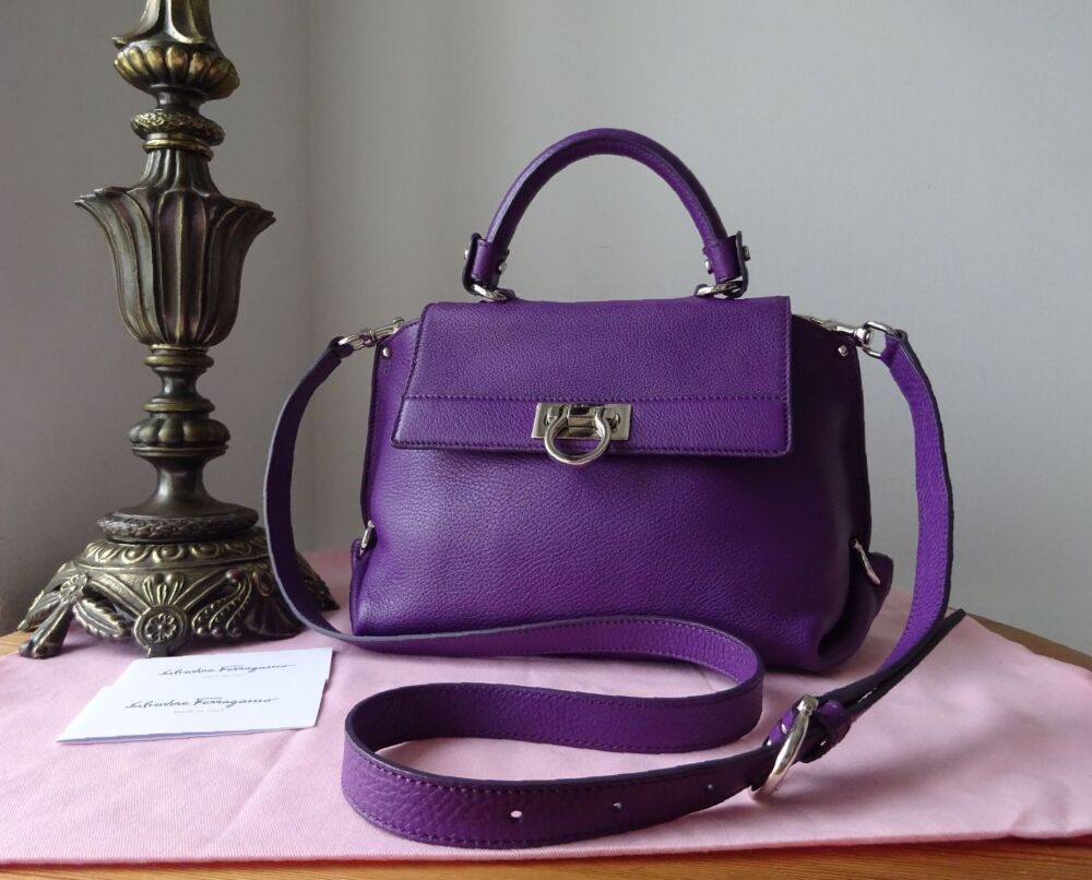 Salvatore Ferragamo Small Sofia Top Handle Shoulder Bag in Grape Purple Calfskin - SOLD