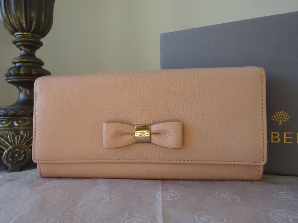 Mulberry Bow Continental Long Purse in Ballet Pink Shiny Goat Leather