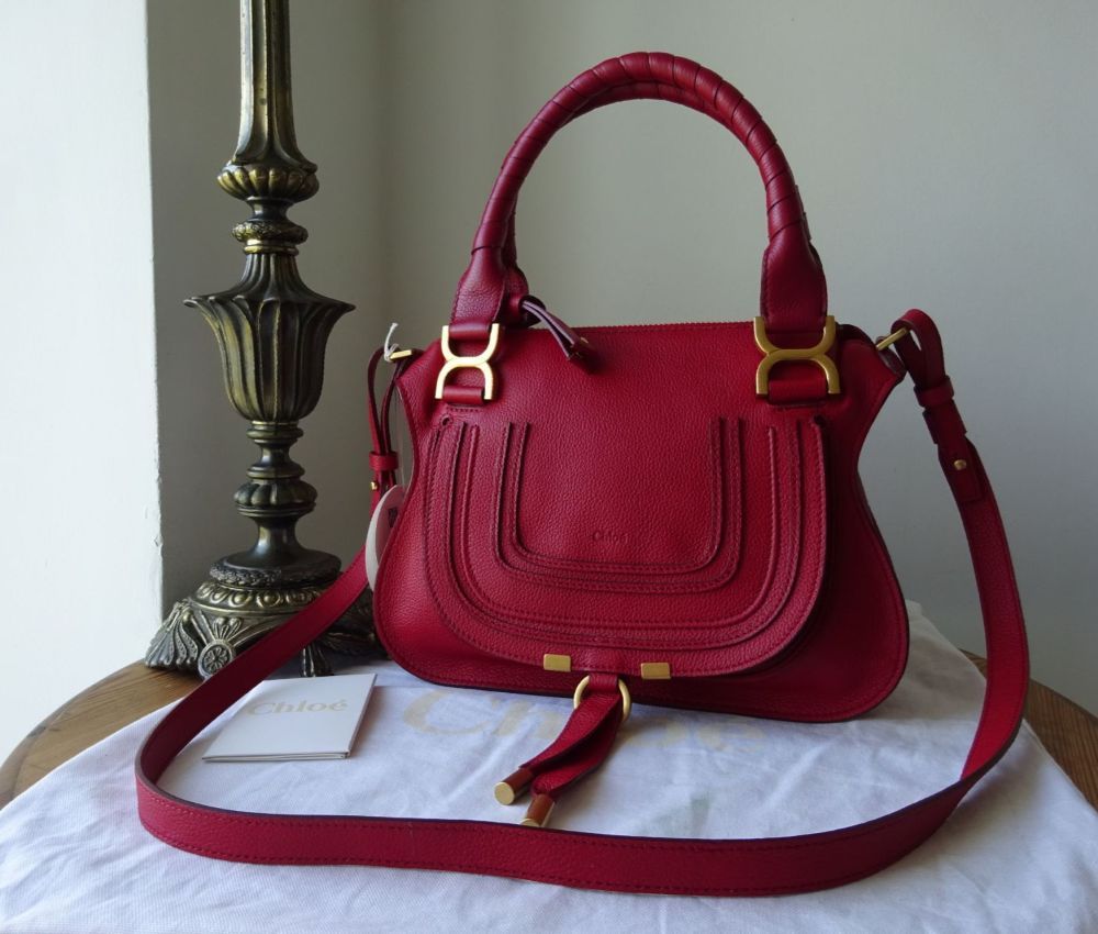 Chloé Small Double Carry Marcie in Reddish Pink Grainy Calfskin - SOLD