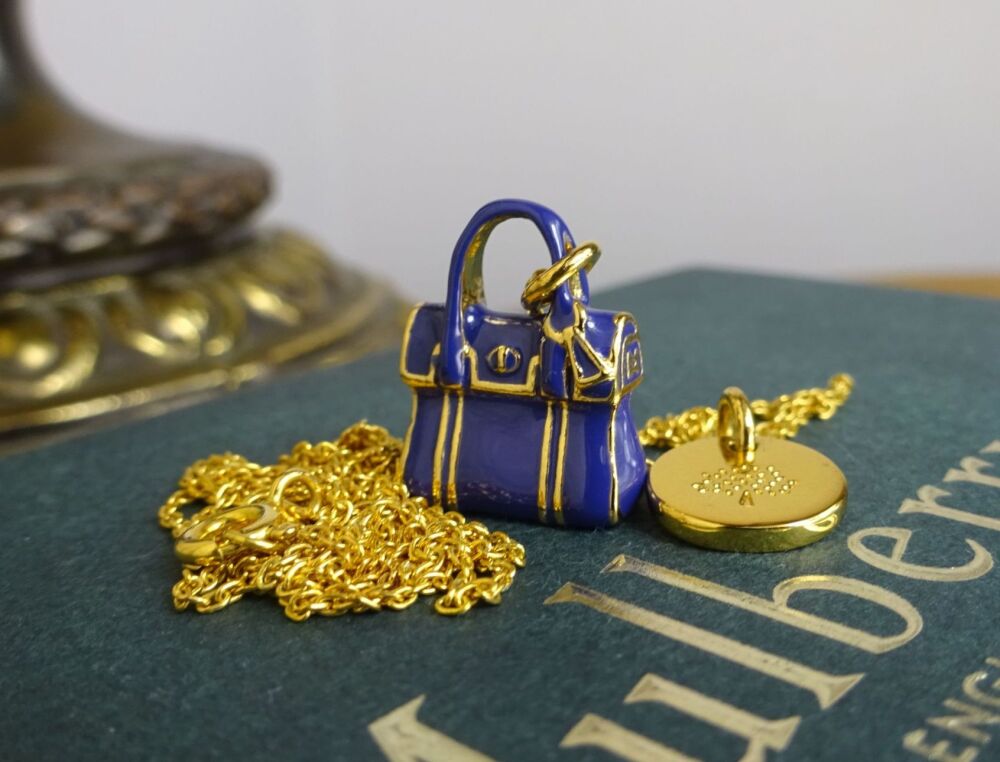 Mulberry Mini Bayswater Pendant Necklace in Blueberry & Gold