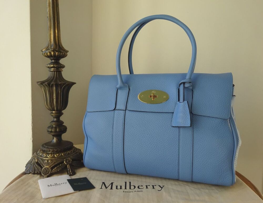 Mulberry Classic Heritage Bayswater in Cornflower Blue Heavy Grain Leather