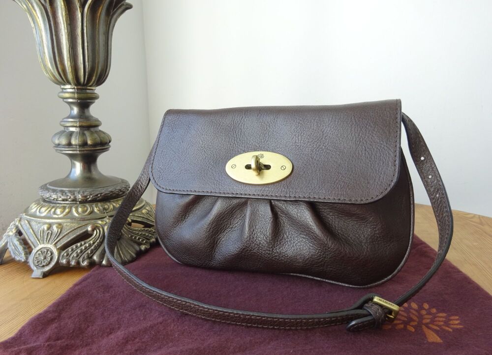 Mulberry Joelle Pochette Shoulder Clutch in Chocolate Vegetable Tanned Leat
