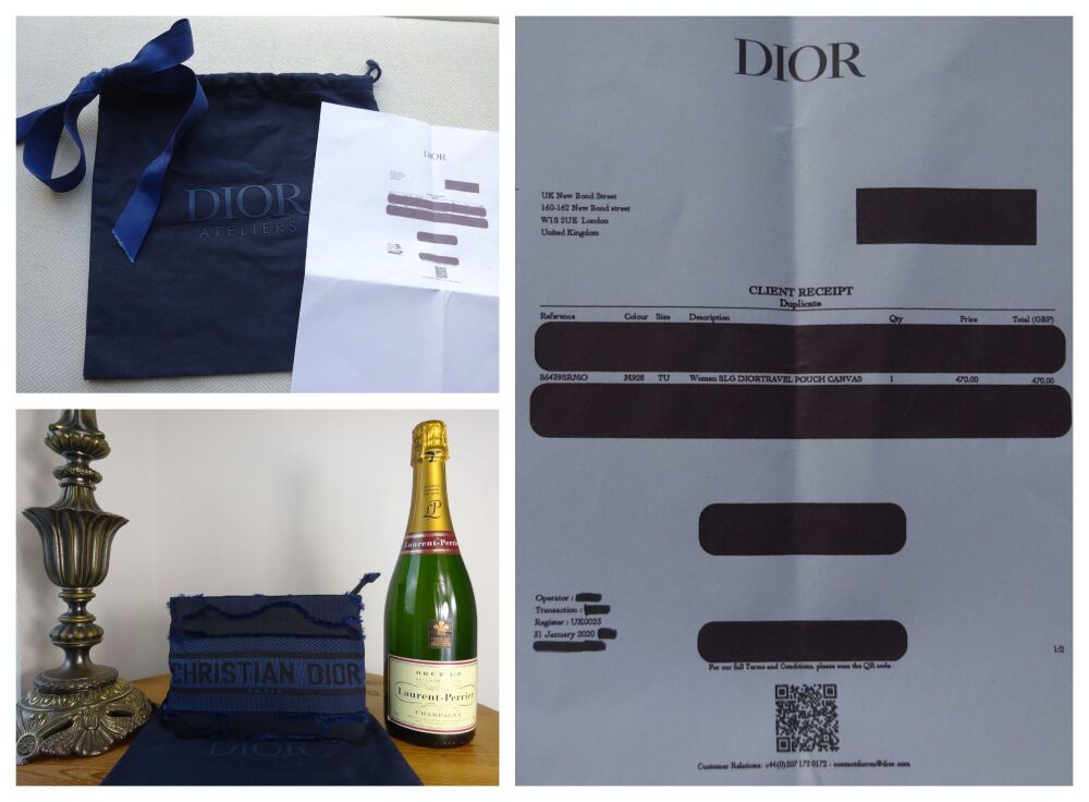 Dior Ateliers Small DiorTravel Small Zip Pouch in Dark Blue Camouflage Embroidered Canvas