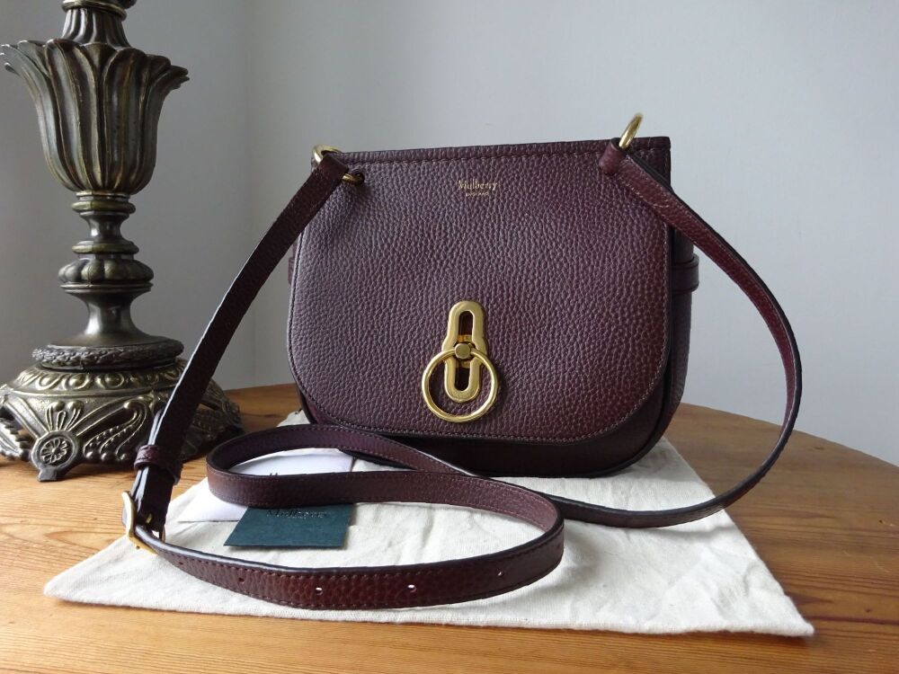 Mulberry Small Amberley Satchel in Oxblood Grained Vegetable Tanned Leather