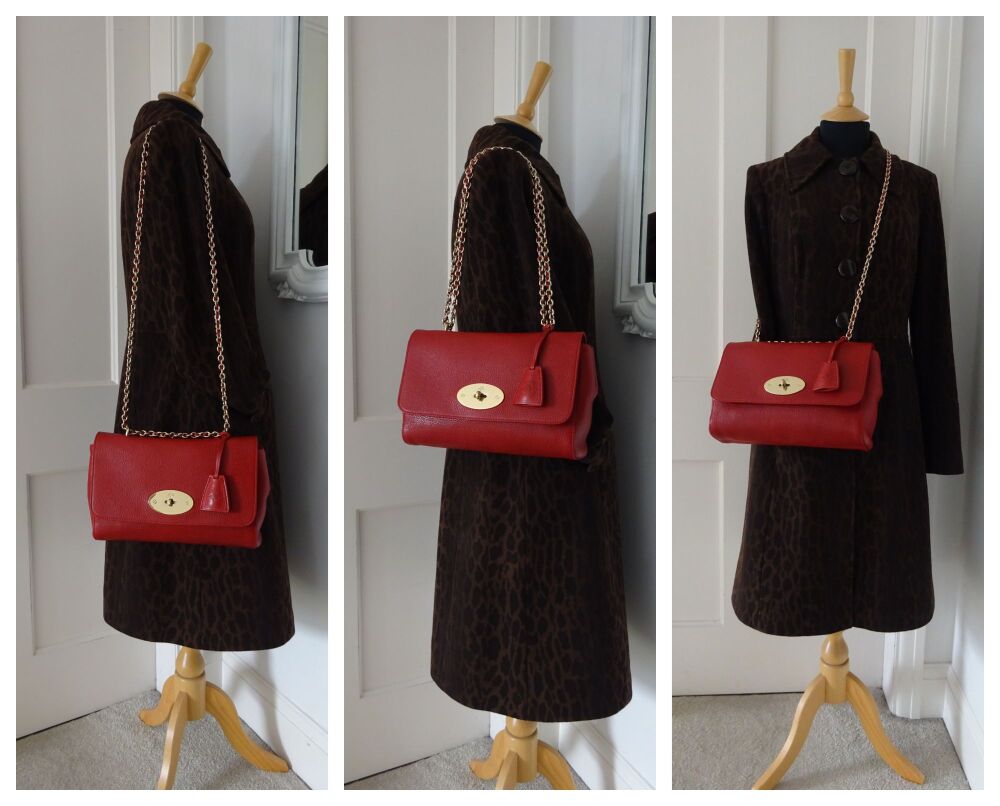 Mulberry Classic Medium Lily in Poppy Red Natural Leather with Shiny Gold Hardware