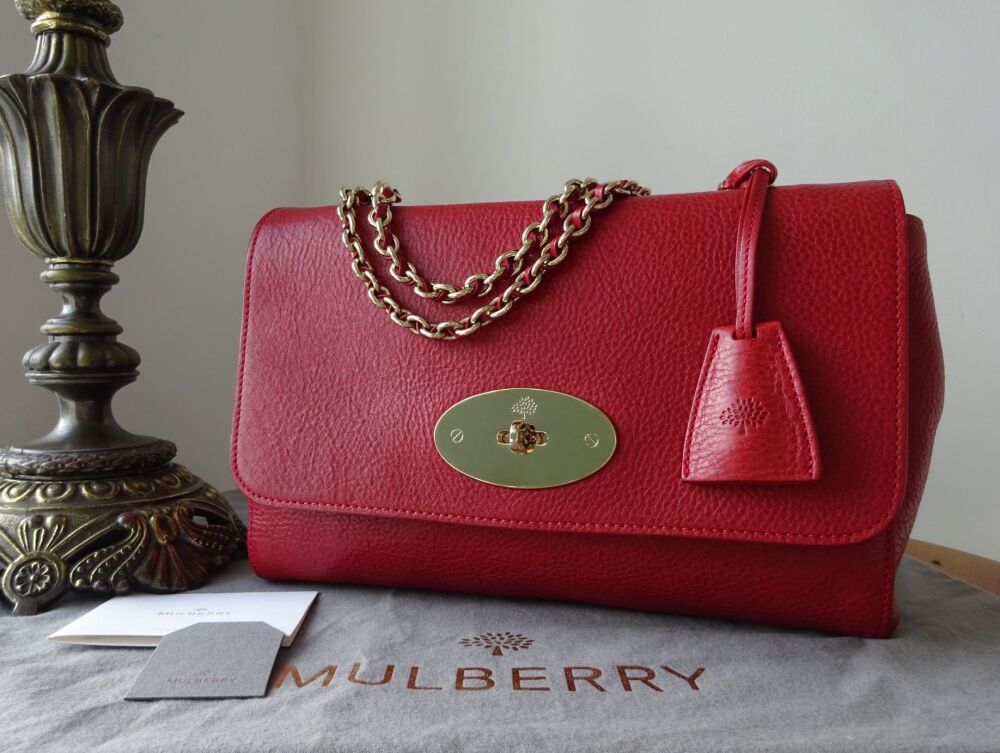 Mulberry Classic Medium Lily in Poppy Red Natural Leather with Shiny Gold Hardware - SOLD
