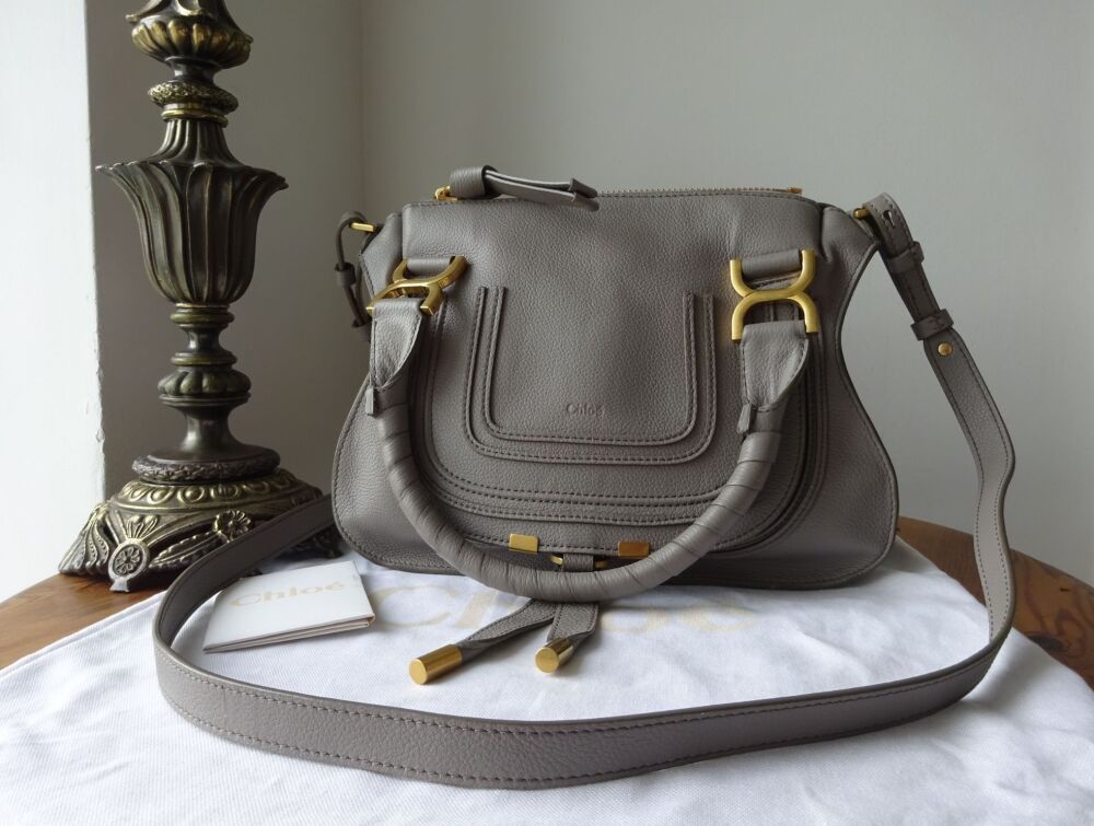 Chloé Marcie Small Double Carry in Cashmere Grey Calfskin - New*