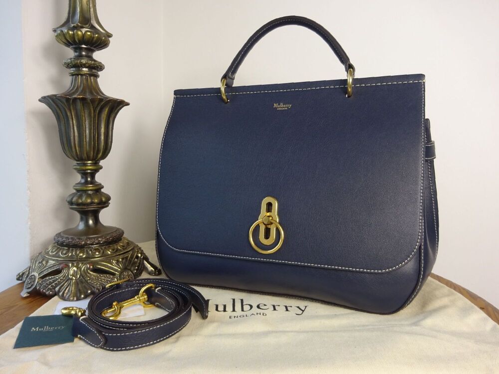 Mulberry Large Amberley Satchel in Midnight Blue Silky Calf