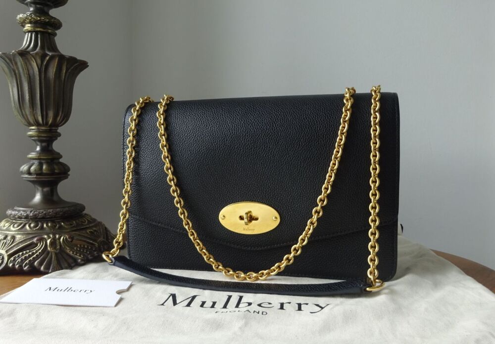 Mulberry Large Darley Shoulder Bag in Black Small Classic Grain - SOLD