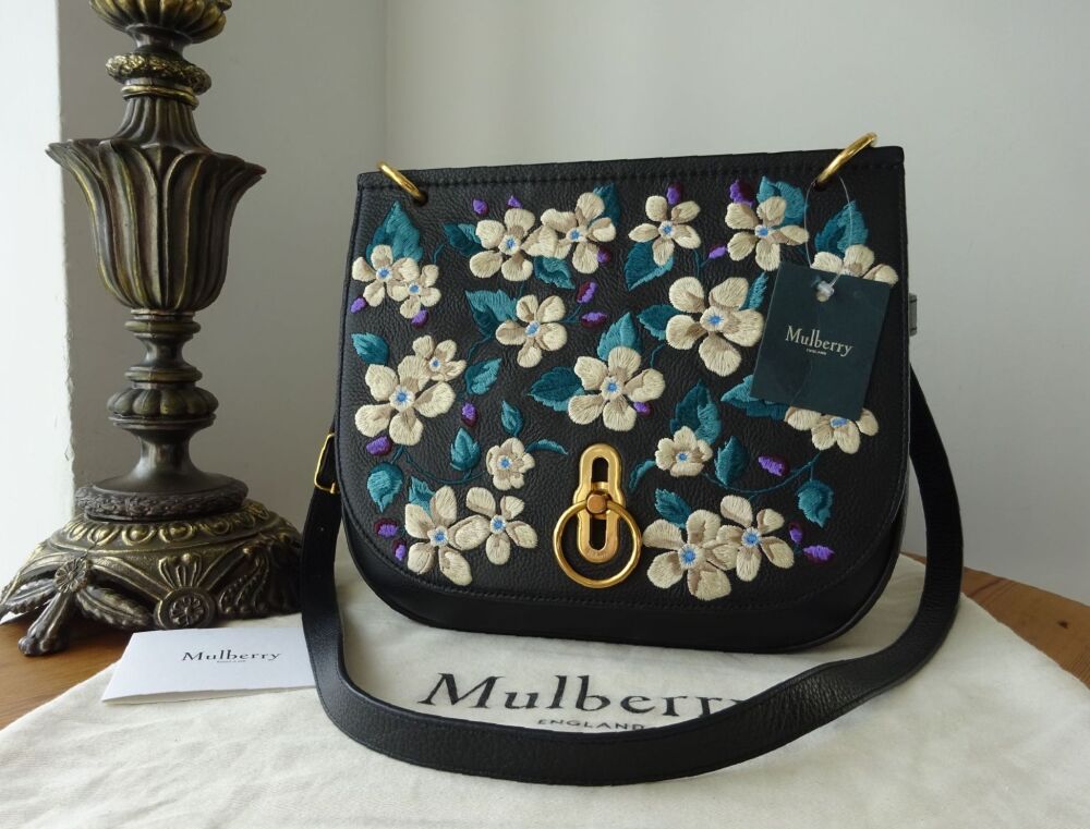 Mulberry Winter Blooms Flower Embroidered Amberley Satchel - SOLD