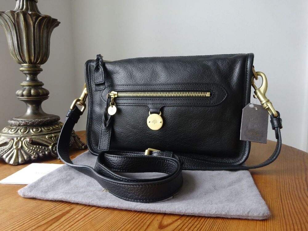 Mulberry Somerset Small Satchel Shoulder Messenger in Black Pebbled Leather - As New*