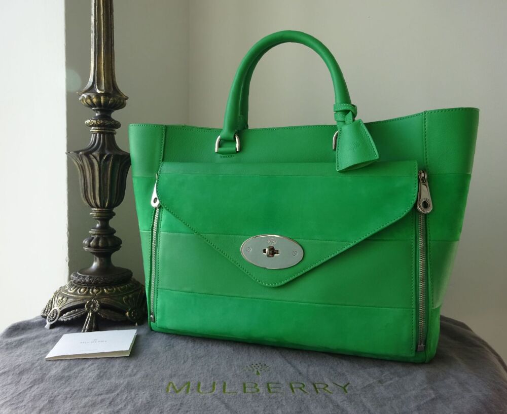Mulberry Large Willow Tote in Queen Green Silky Calf & Nubuck Stripe - SOLD