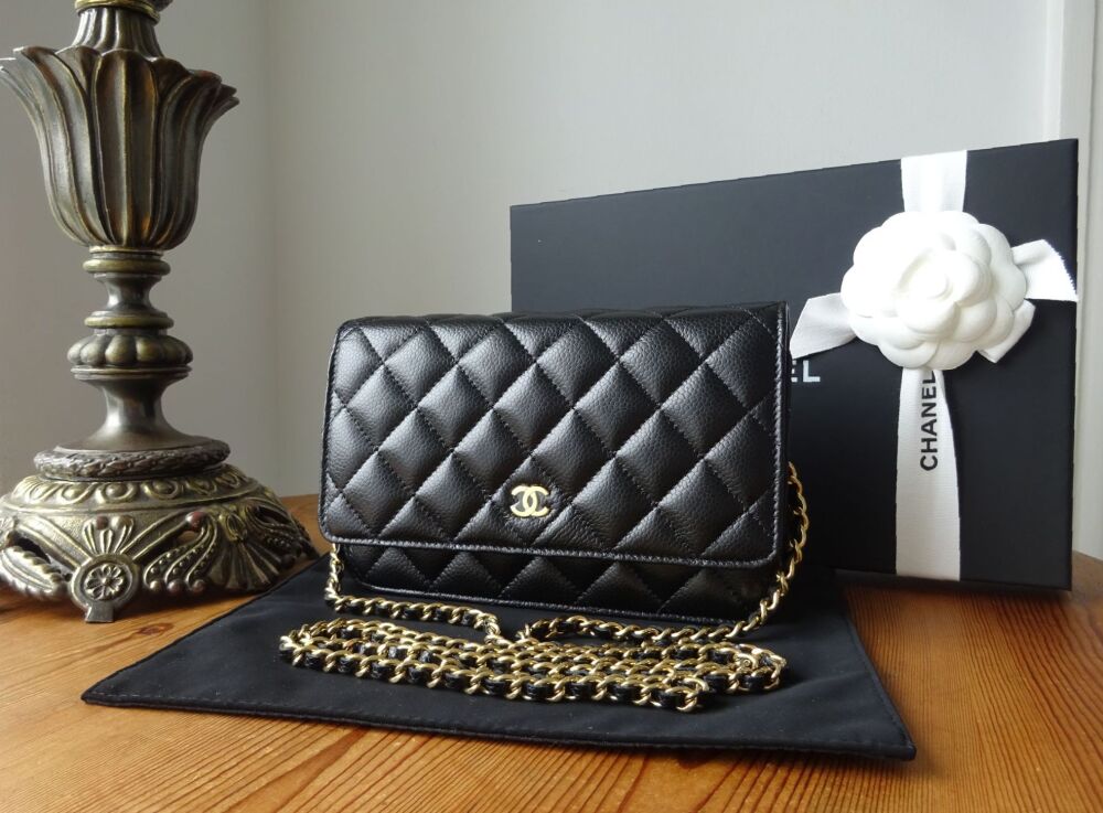 Chanel Classic Wallet on Chain WoC in Black Caviar with Gold Hardware - As 