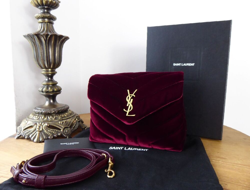Saint Laurent YSL Monogram Toy Loulou in French Burgundy Quilted Velvet
