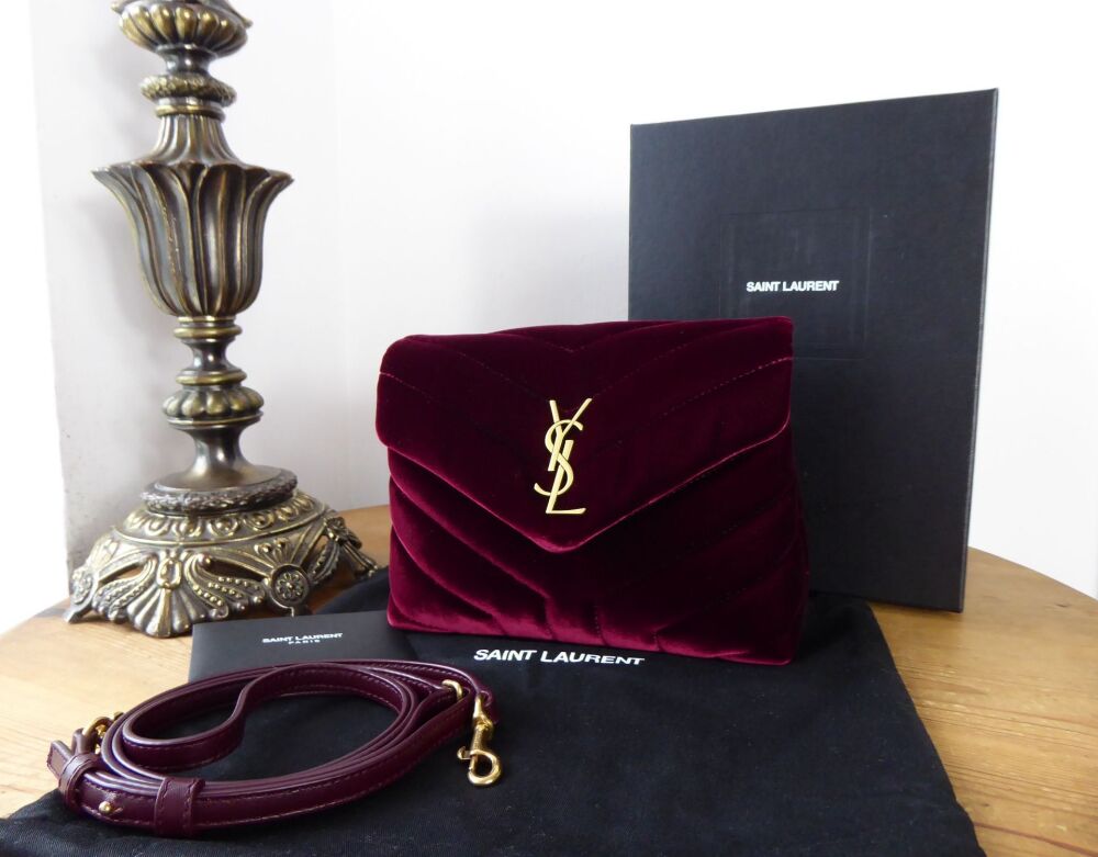Saint Laurent YSL Monogram Toy Loulou in French Burgundy Quilted Velvet - As New