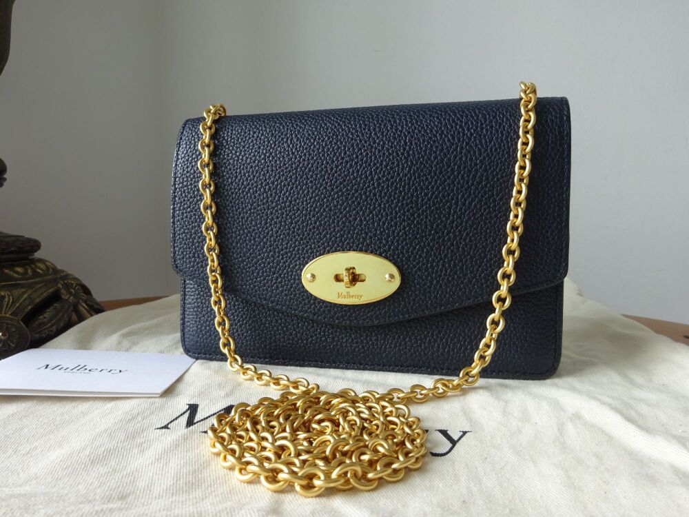 Mulberry Small Darley Shoulder Clutch in Midnight Small Classic Grain - SOLD