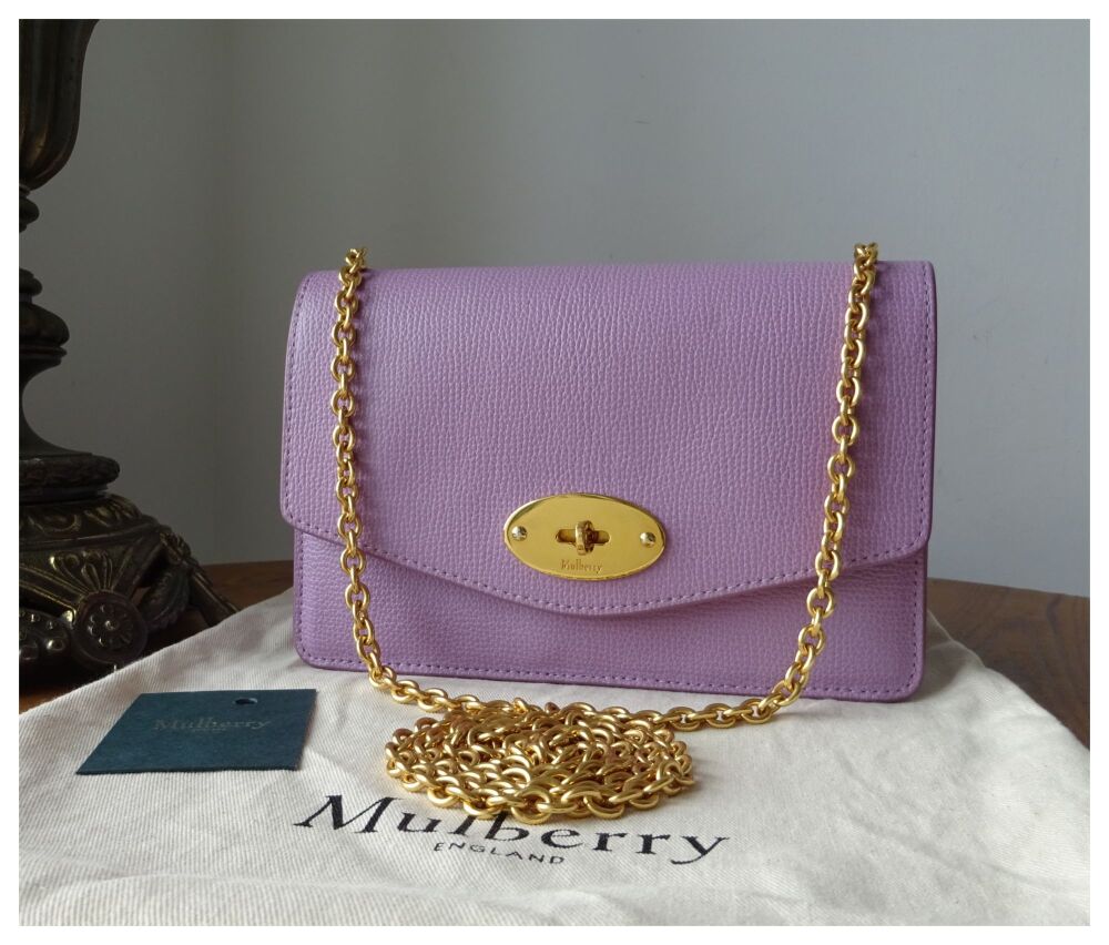 Mulberry Small Darley Shoulder Clutch in Lilac Cross Grain Leather