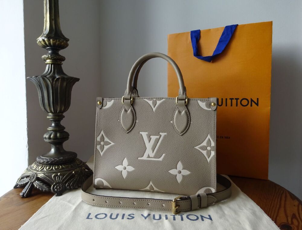 Louis Vuitton OntheGo OTG PM in Tourterelle Cr&egrave;me Monogram Empreinte