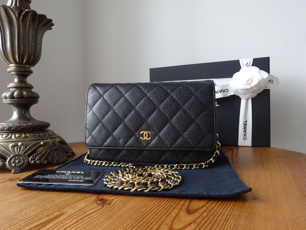 Chanel Classic Wallet on Chain WoC in Black Caviar with Gold Hardware