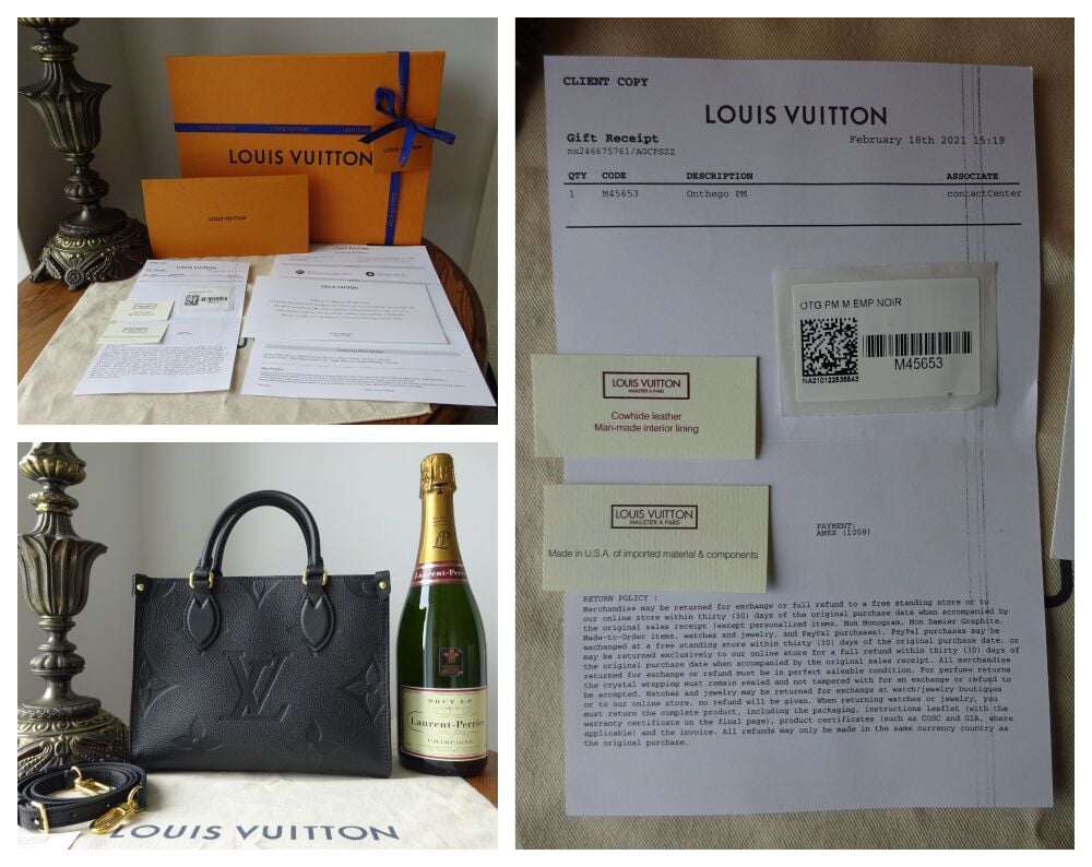Louis Vuitton OntheGo OTG PM in Monogram Noir Empreinte with Felt Liner - As New*