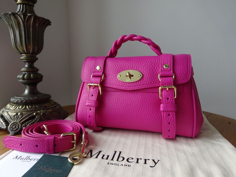 Mulberry Sustainable Icon Mini Alexa in Mulberry Pink Heavy Grain Leather -