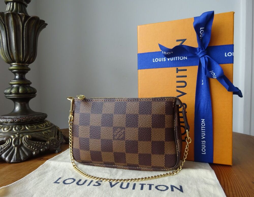 Louis Vuitton Mini Pochette Accessoires in Damier Ebene with Felt Liner - A