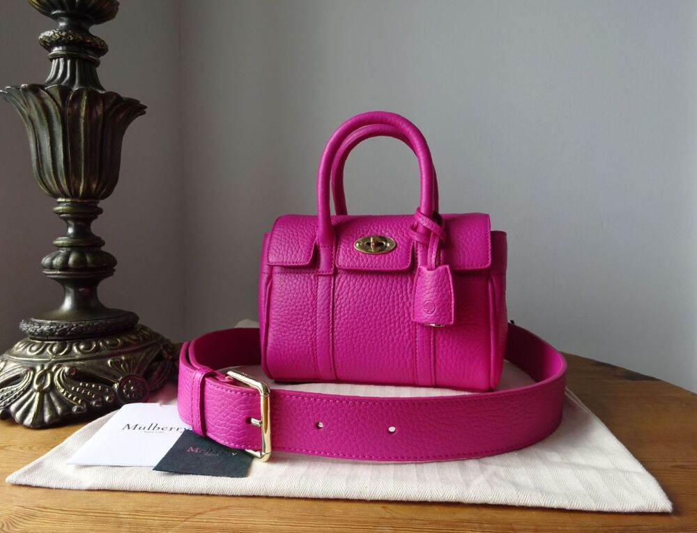 Mulberry Mini Bayswater in Mulberry Pink Heavy Grain Leather New
