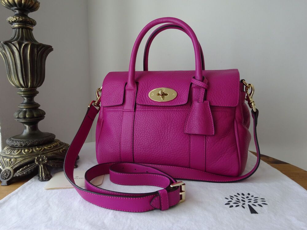 Mulberry Classic Small Bayswater Satchel in Hot Fucshia Spongy Pebbled Leat
