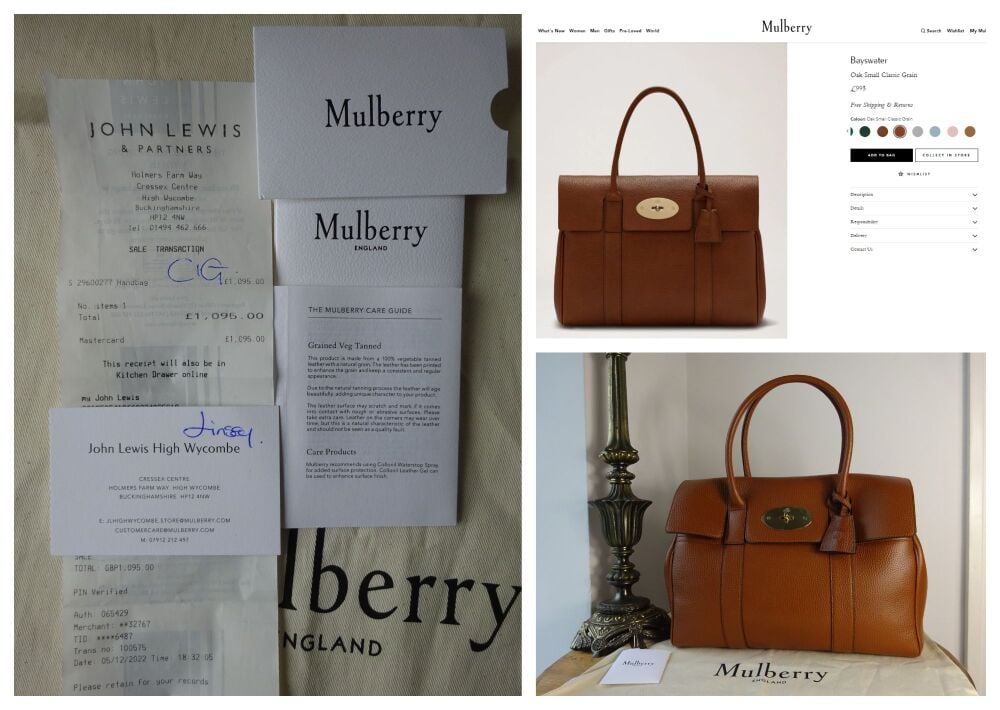 Mulberry Classic Bayswater in Oak Grain Vegetable Tanned Leather