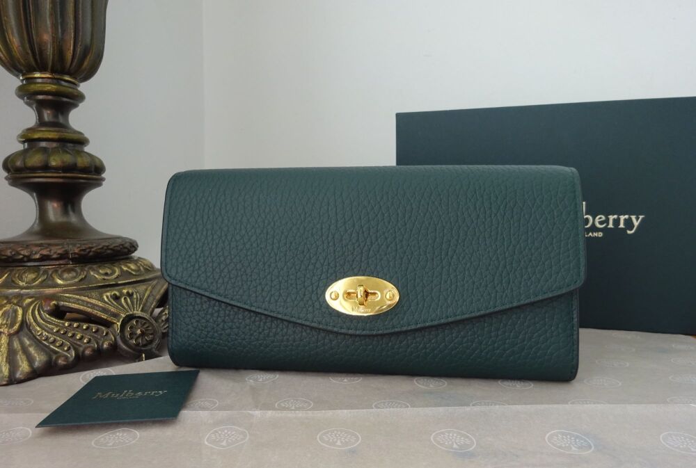 Mulberry Darley Continental Wallet in Mulberry Green Heavy Grain New