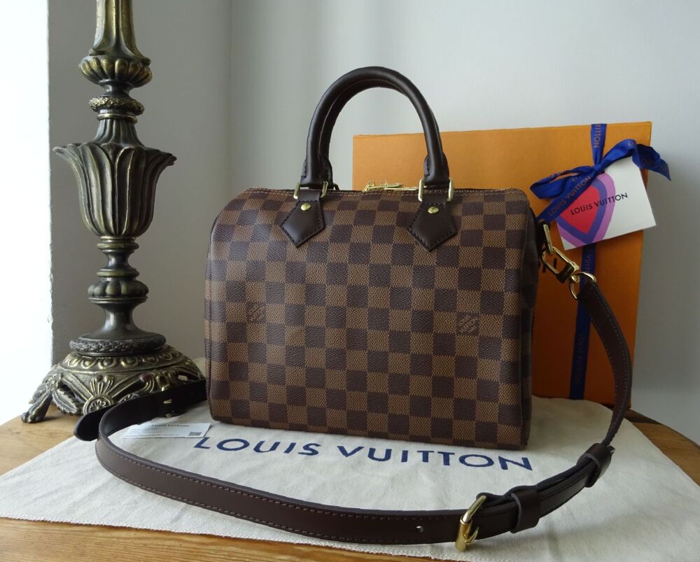 Louis Vuitton Speedy B Bandouli&egrave;re 25 in Damier Ebene with Multipocket Felt