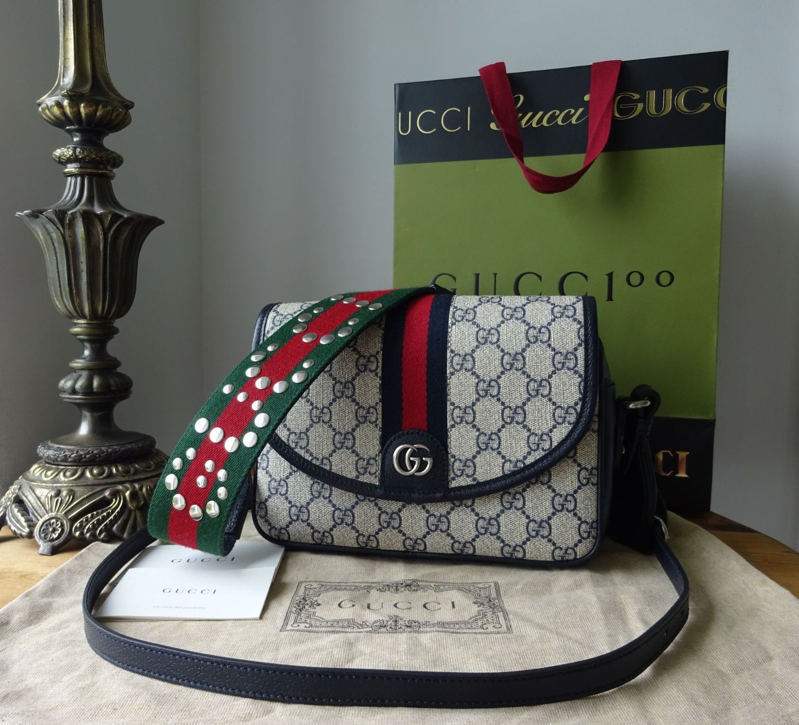 Gucci Ophidia Small Flap Bag in Blue GG Supreme