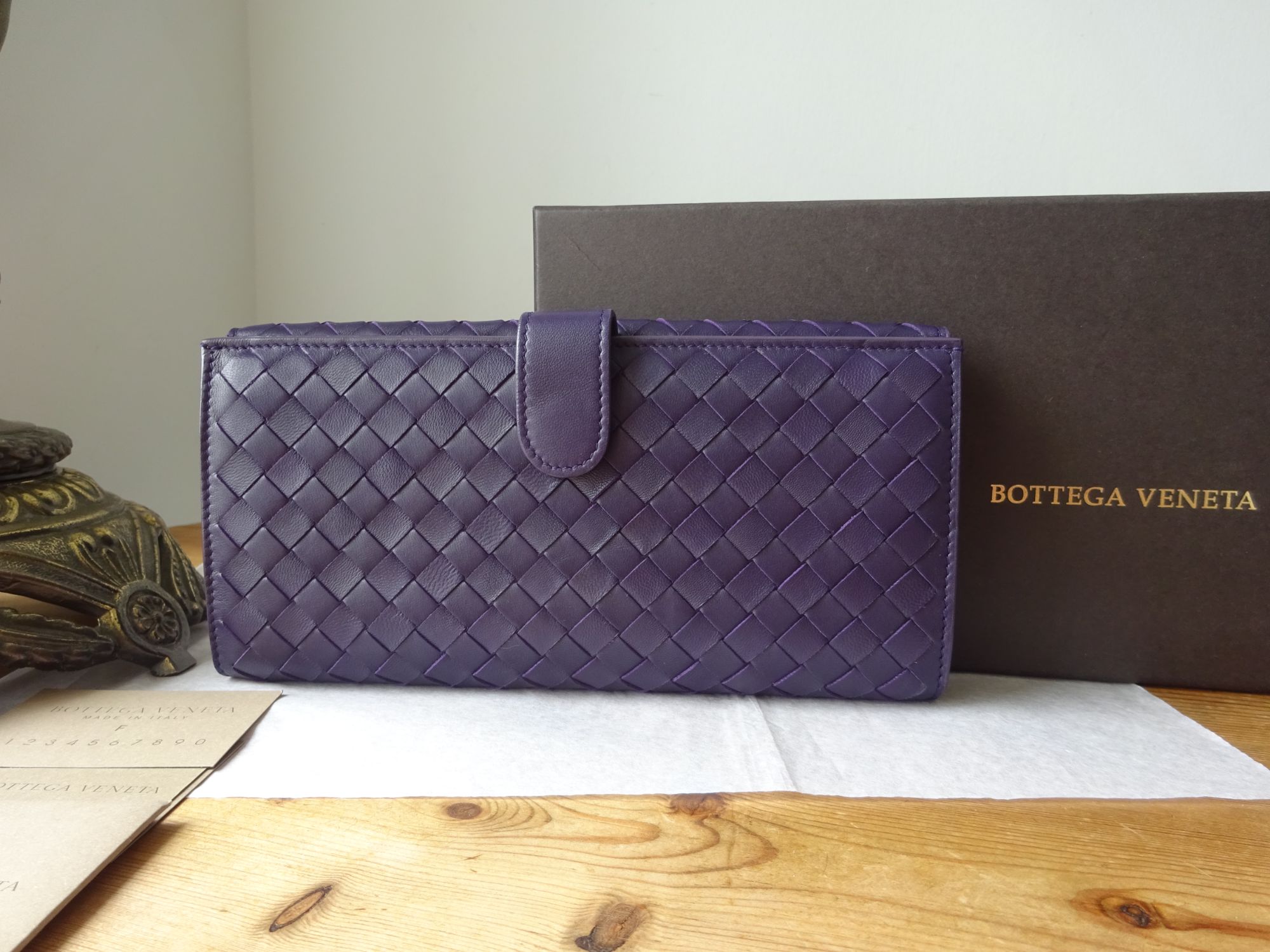 Bottega Veneta Long Bifold Wallet in Purple Intrecciato