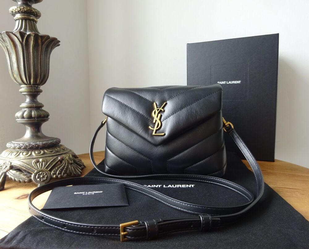 Saint Laurent YSL Toy Loulou in Y Quilted Matelassé Black Calfskin with Antiqued Gold Hardware - New*