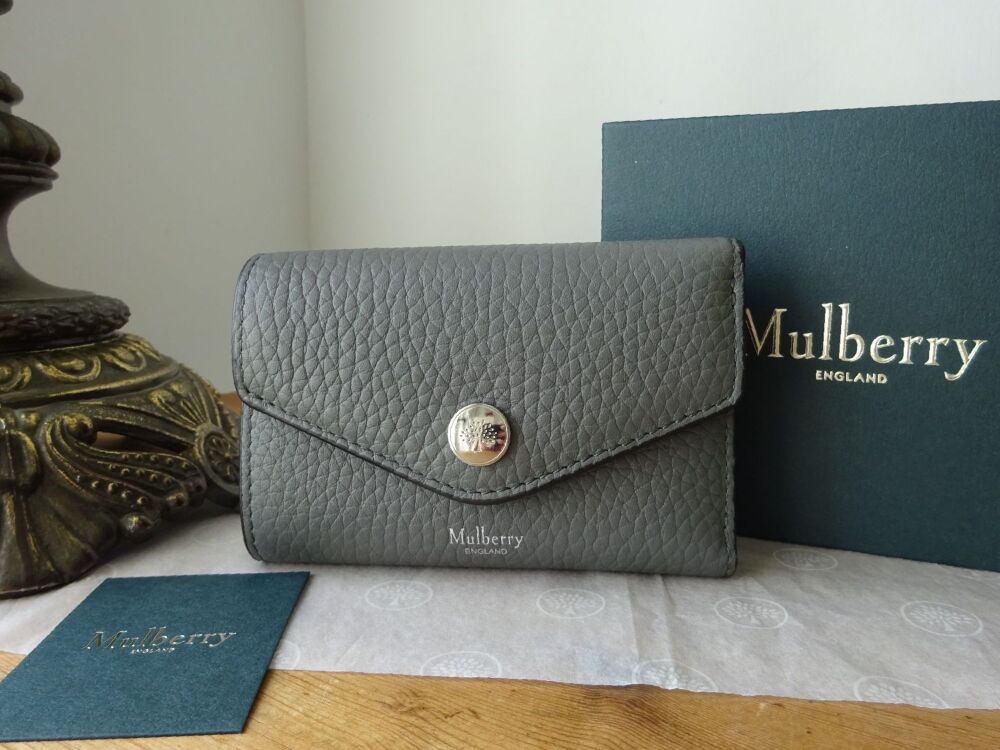 Mulberry Folded Multi-Card Wallet Purse in Charcoal Heavy Grain - New*