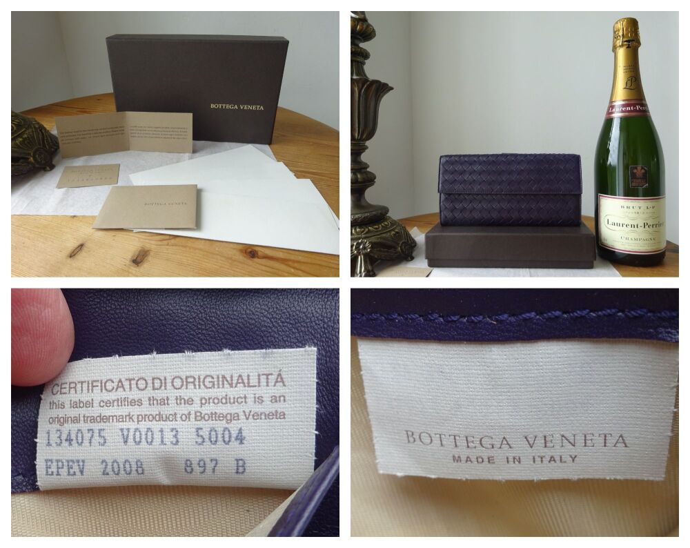 Bottega Veneta Long Bifold Wallet in Purple Intrecciato