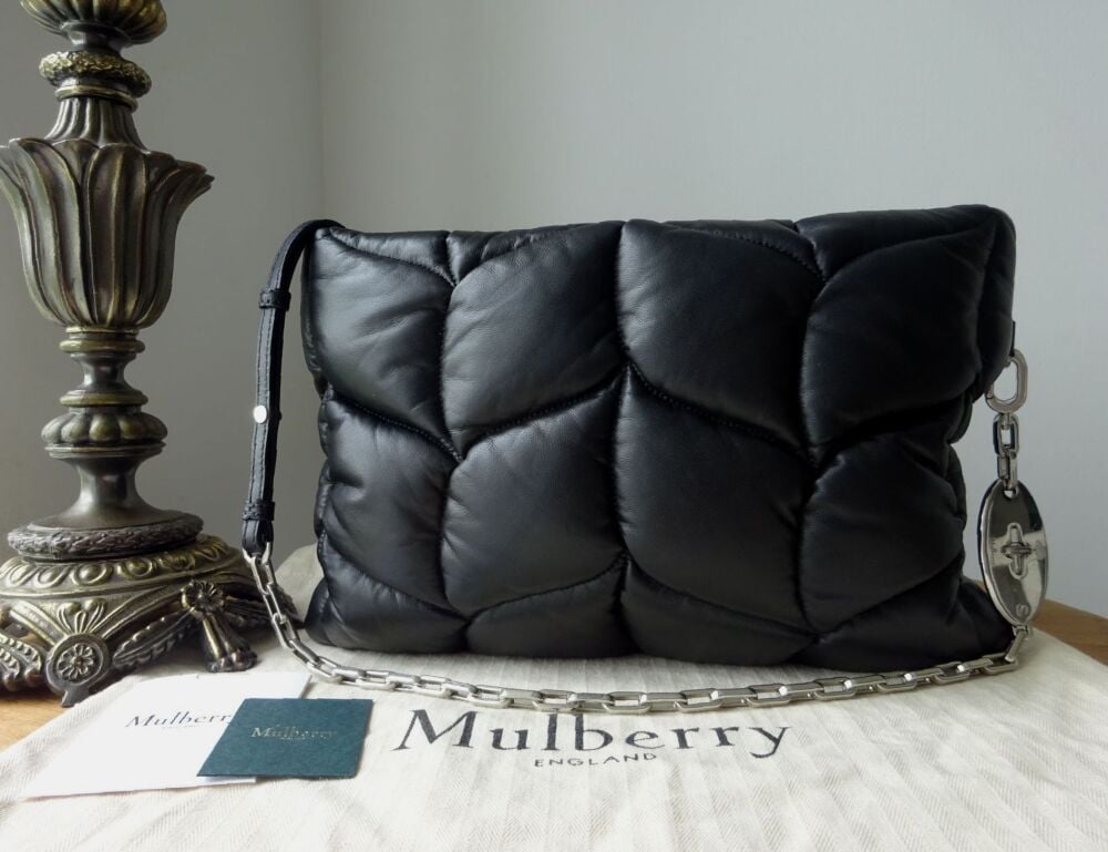 Mulberry Softie Shoulder Clutch in Black Pillow Nappa Leather