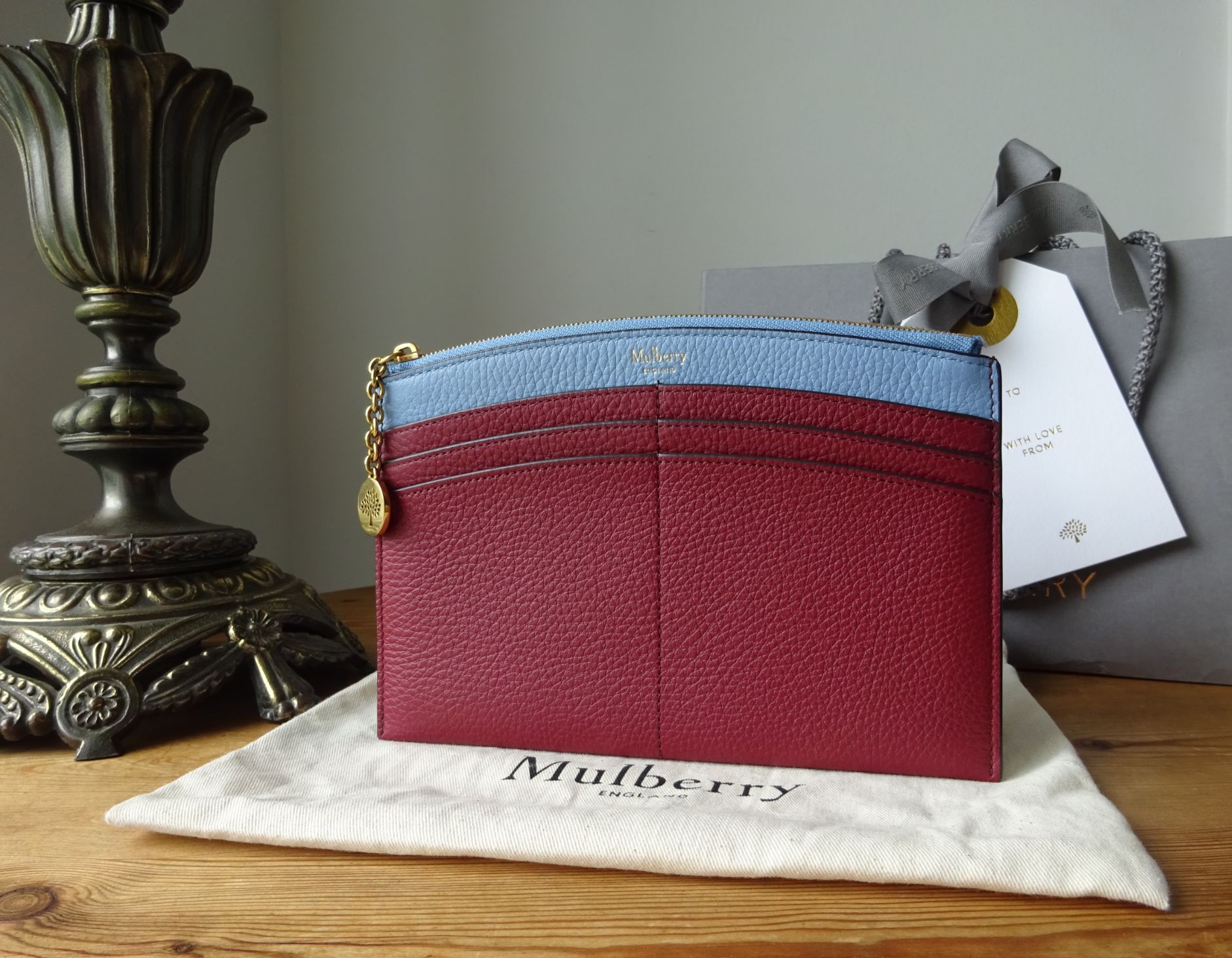 Mulberry Curved Traveller Zip Travel Pouch Wallet in Crimson Small Classic 