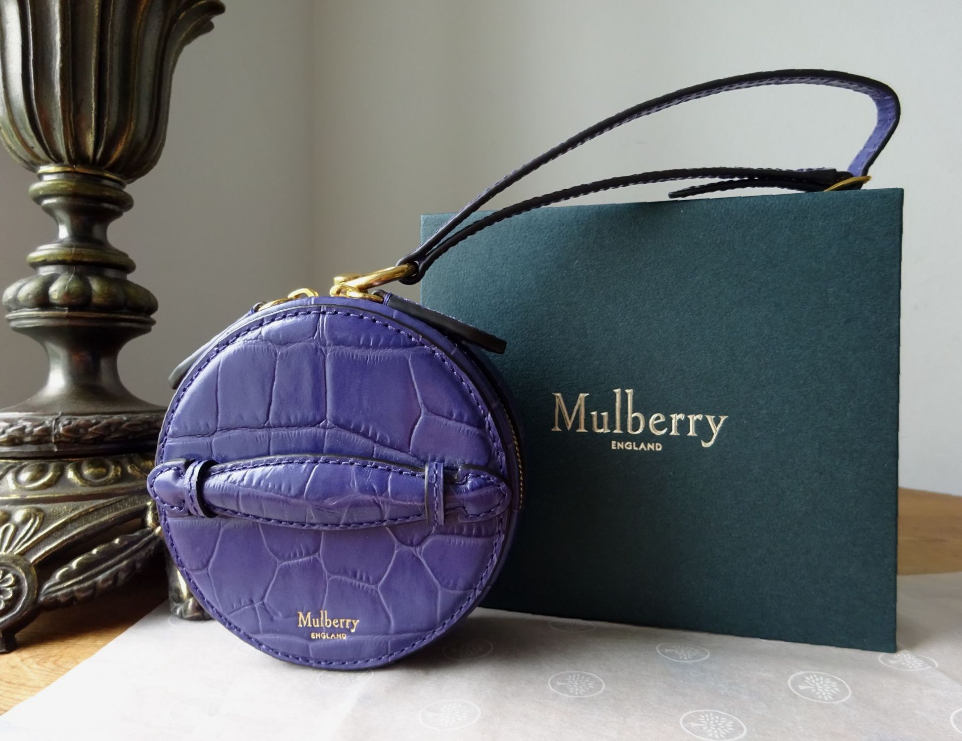 Mulberry Mini Trunk in Amethyst Croc Embossed Leather
