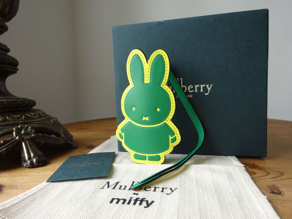 Mulberry x Miffy Bag Charm Key Fob in Lawn Green Silky Calf - As New
