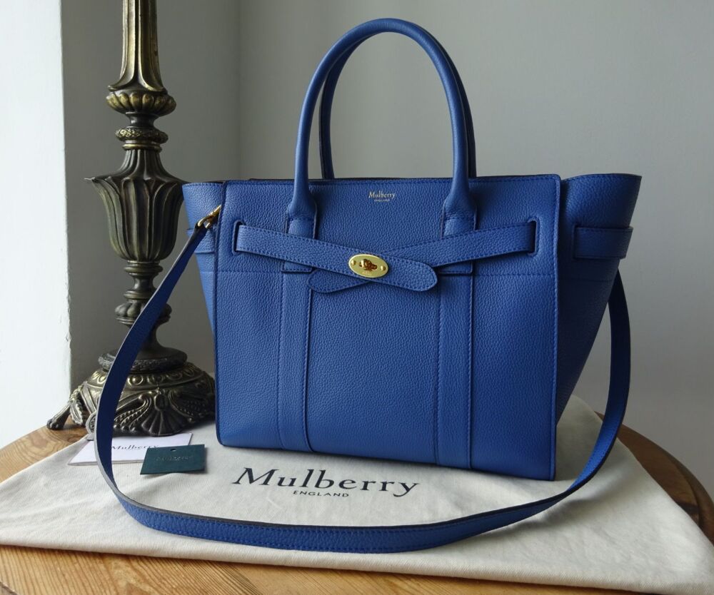 Mulberry Small Zipped Bayswater in Porcelain Blue Small Classic Grain