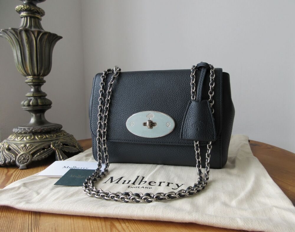 Mulberry Regular Lily in Midnight Small Classic Grain with Brushed Silver Hardware - New