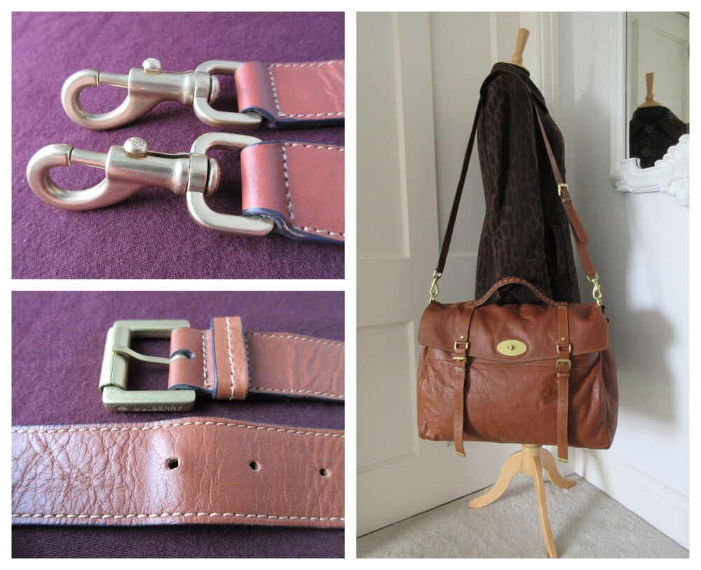 Mulberry Alexa XL Postman's Lock Travel Bag Holdall in Oak Soft Buffalo Leather