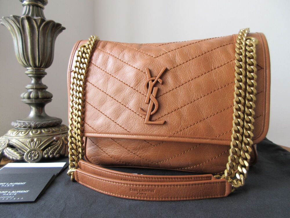 Yves Saint Laurent YSL Monogram Medium Niki in Light Caramel Vintage Leathe