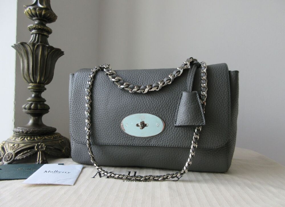 Mulberry Top Handle Medium Lily in Charcoal Heavy Grain with Shiny Silver Hardware SOLD