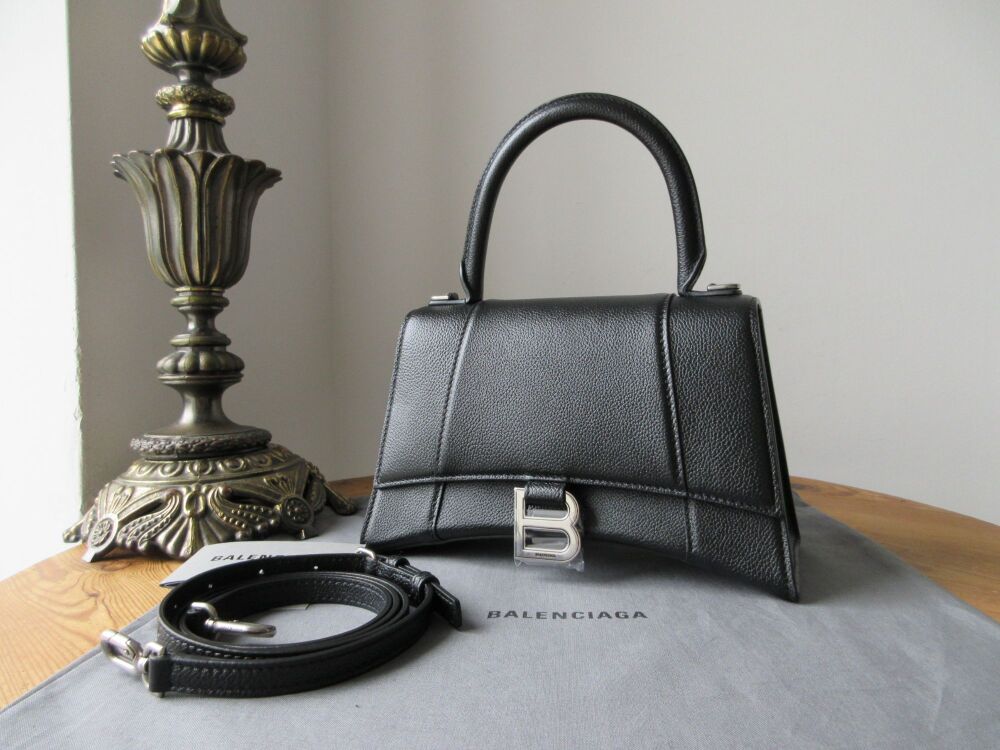 Balenciaga Small Hourglass Top Handle in Black Grained Calfskin - As New