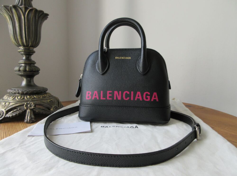 Balenciaga XXS Ville Top Handle in Black Grained Leather