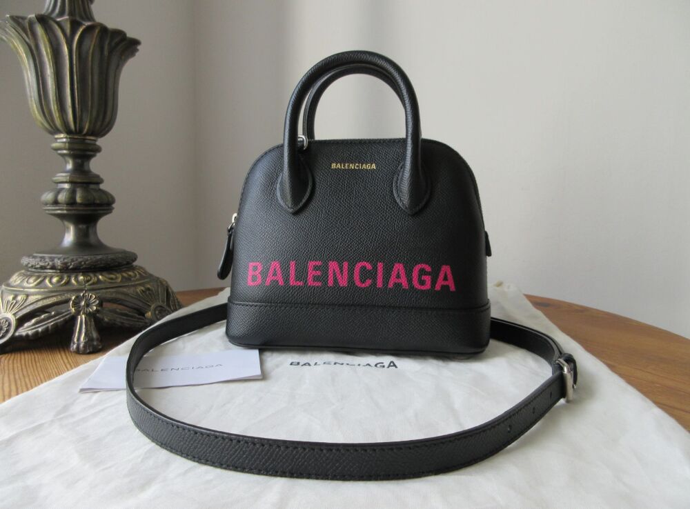 Balenciaga XXS Ville Top Handle in Black Grained Leather